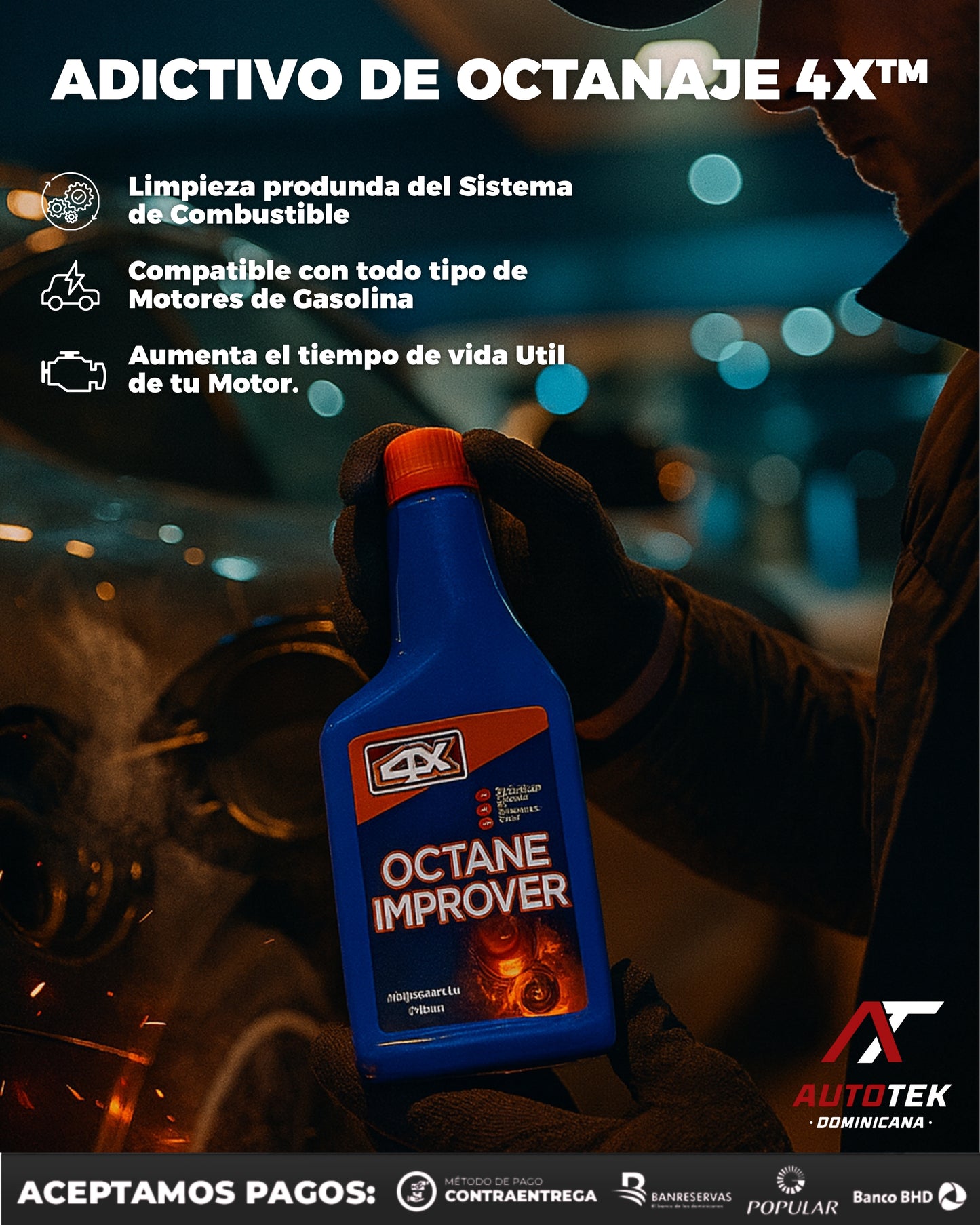 Adictivo de Octanaje AutoTek | Octane Booster 4X™ | Más potencia, menos consumo: el aditivo que tu MOTOR PIDE A GRITOS