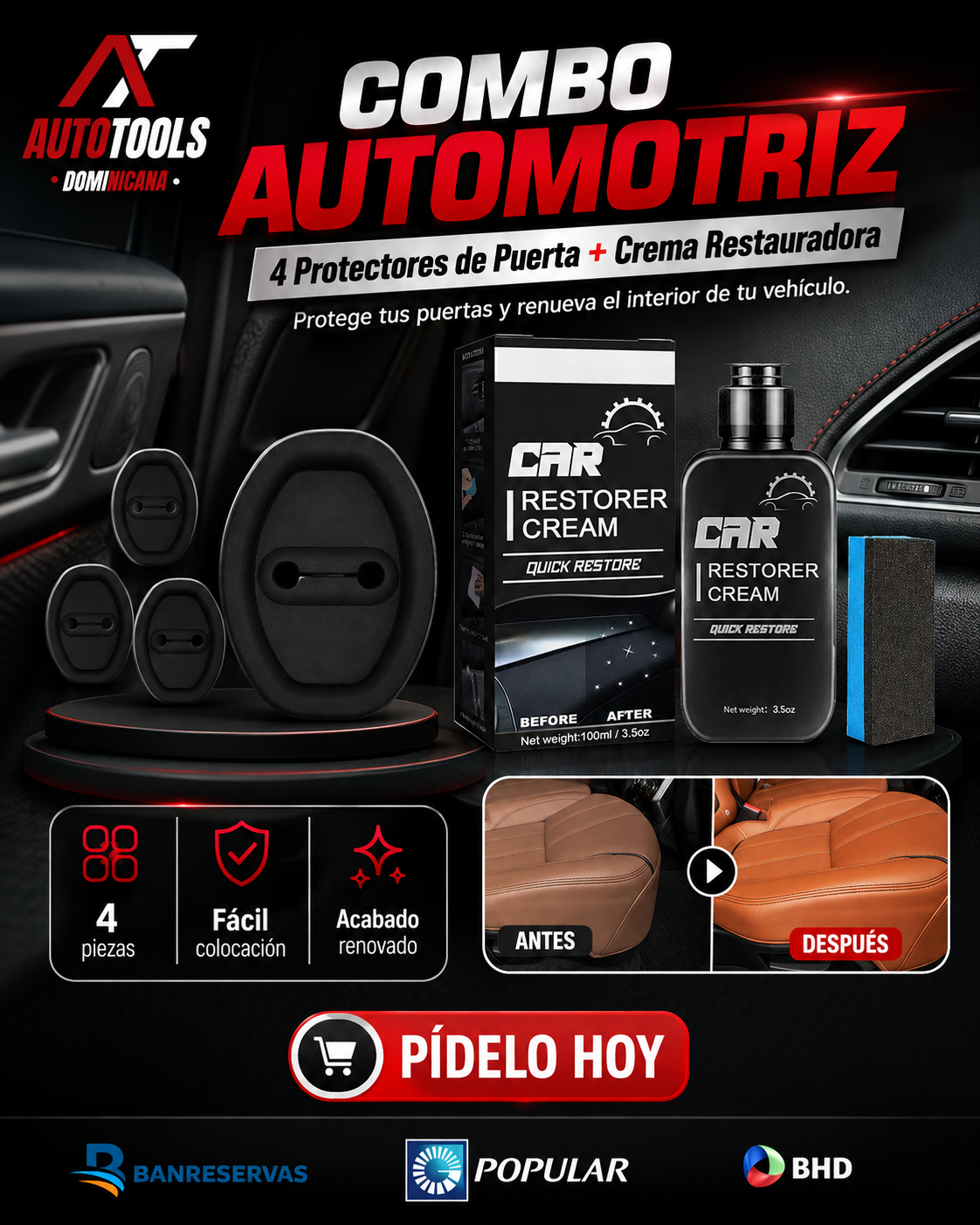 Combo AutoCare™ | Crema Restauradora + 4 Protectores de Silicón para Puertas