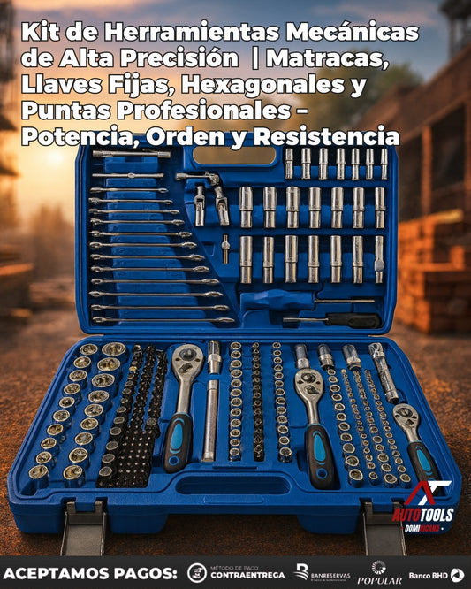 Kit de Herramientas Mecánicas de Alta Precisión 216Pz | Chicharas, Llaves Combinadas, Cubos y Extensiones Profesionales