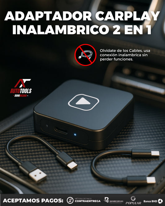 Adaptador Inalambrico 2 en 1 Carplay | ¡Olvídate de los cables y Convierte la Conexión a inalámbrica!