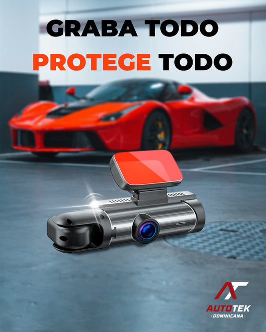 Cámara para Autos SafeCar™ 3 en 1 | Graba TODO lo que pasa en tu carro – Delante, Detrás y Adentro!!